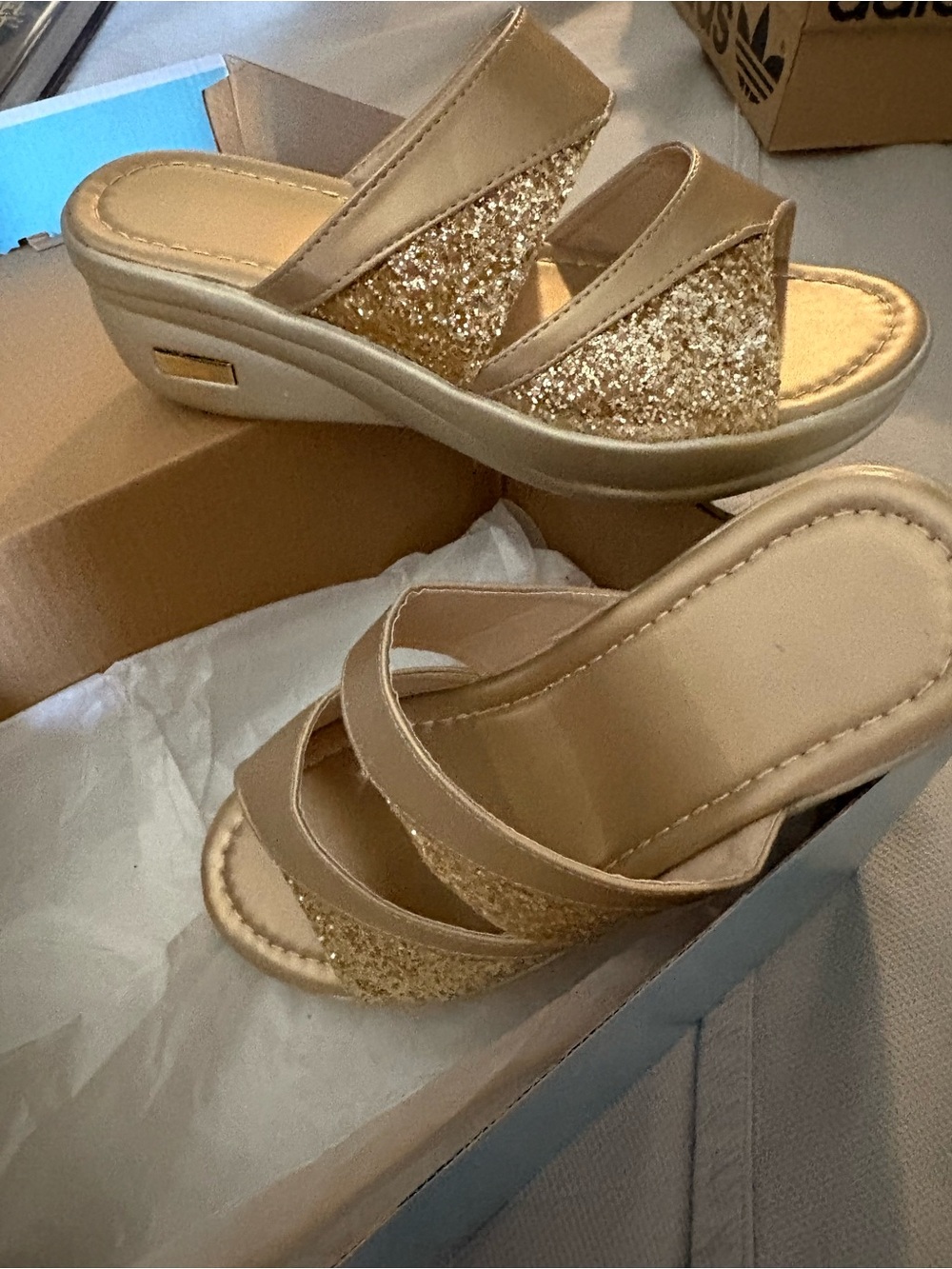 Women’s Metallic Gold Slip-On Sandals